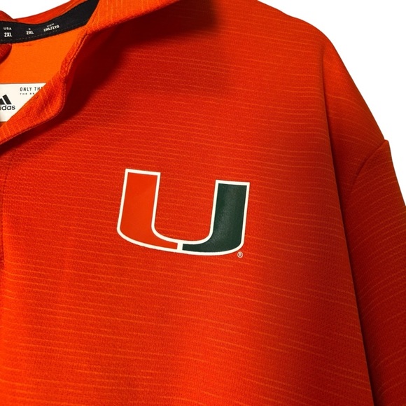Adidas Men’s University of Miami Canes Orange Polo-Size XXL - Picture 3 of 7